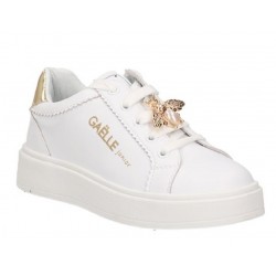 Gaelle Paris Sneaker BIANCA ORO CON GIOIELLO BAMBINA DONNA cerimonia elegante sneakers scarpa scarpe