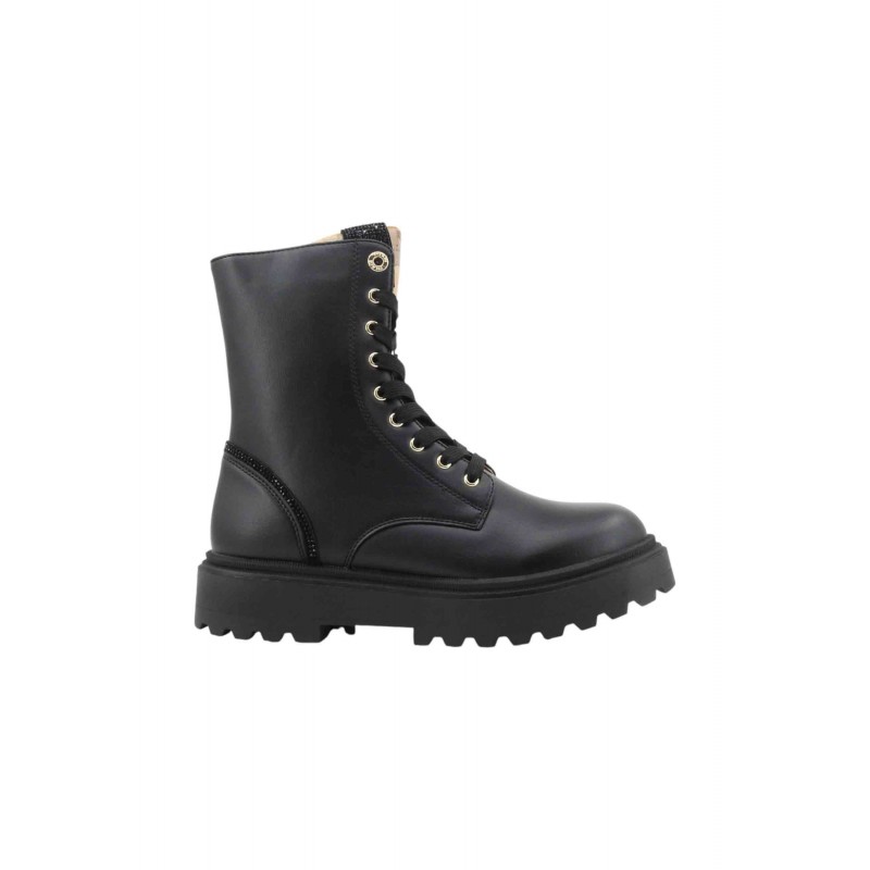 Stivaletti Anfibi Alviero Martini 1^ Classe in Similpelle Nera con Dettagli Geo Classic