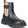 Scarpe donna 1a Classe stivaletto nero suola carrarmato e fibbia oro.