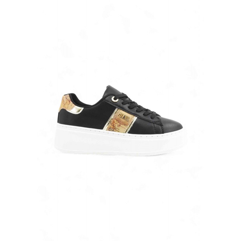 Sneaker Alviero Martini 1ª Classe nera platform vista laterale - Collezione 2026.