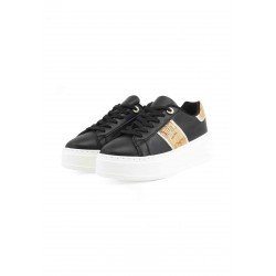 Scarpe donna Prima Classe nere con dettaglio mappa Geo Classic e suola alta.