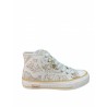 Sneakers alte Alviero Martini 1ᴬ Classe Geo White con charm lucchetto oro e suola platform.