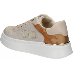 Alviero Martini scarpa da donna sneaker 1a classe beige scritta laterale oro sabbia geo beige scarpe