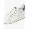 Naturino sneakers scarpe da bambino in pelle bianca bianco blu lacci zip plantare