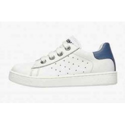 Naturino sneakers scarpe da bambino in pelle bianca bianco blu lacci zip plantare