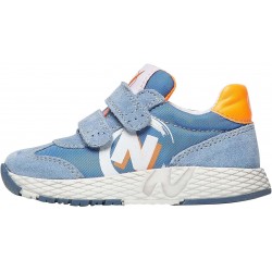 Naturino sneakers scarpe da bambino in Suede e Tessuto tecnico interno in pelle strappi azzurro arancione Jesko VL